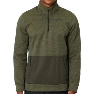 Size S Nike Golf Jacket 1/4 Zip Therma Top Olive Green LS Dri Fit‎ CU6217-356